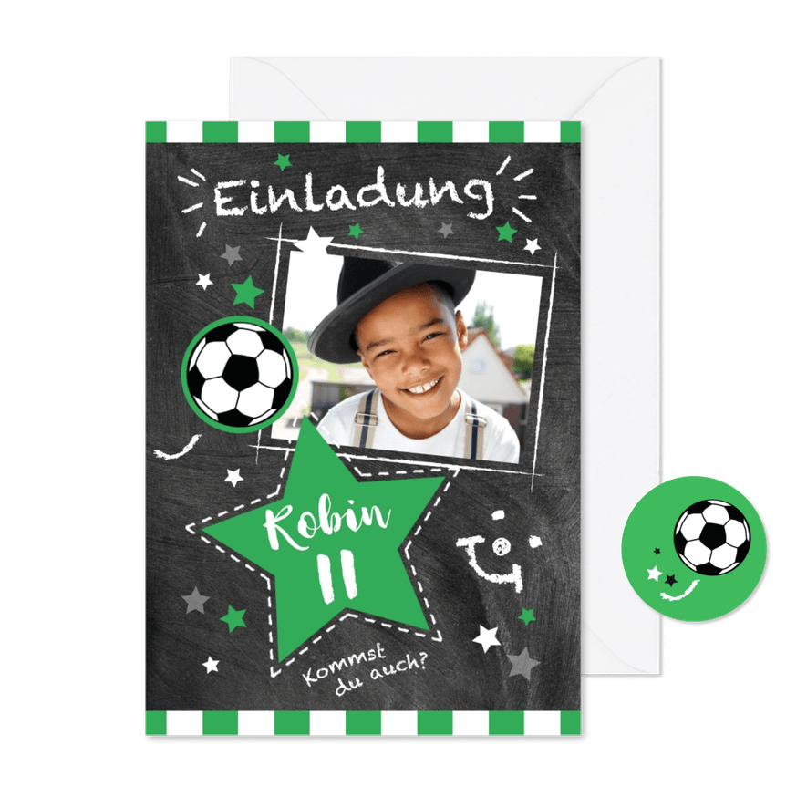 Einladung zum Fußballgeburtstag Kicker 11 Jahre - Kartenvorschau
