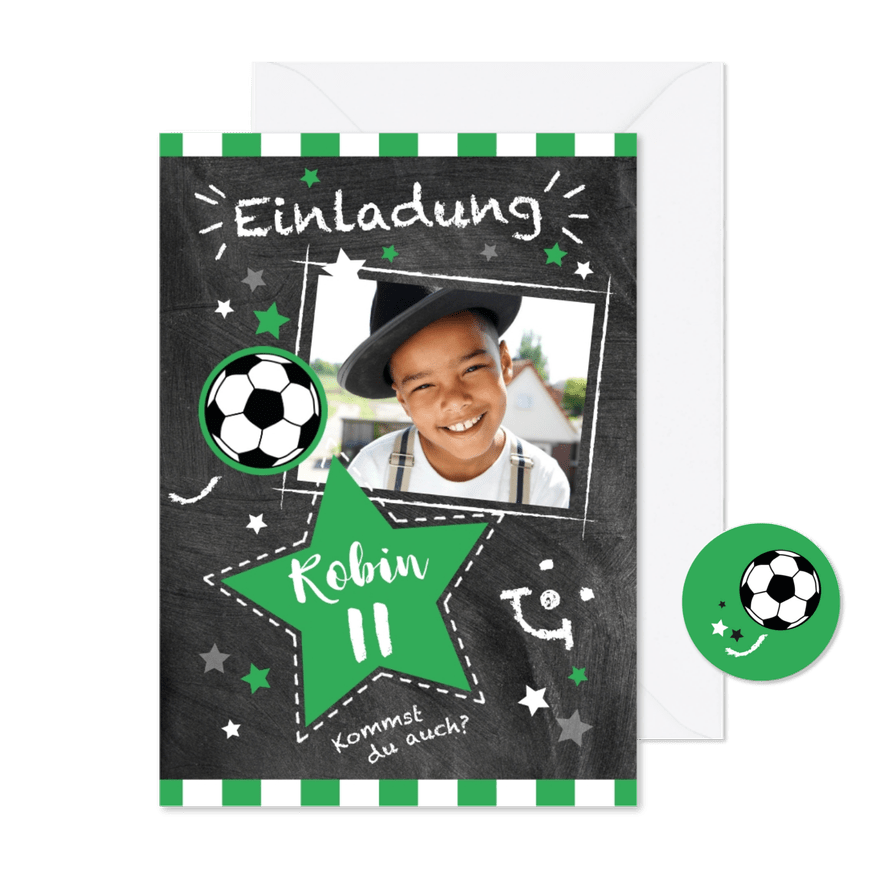 Einladung zum Fußballgeburtstag Kicker 11 Jahre - Karteneindruck