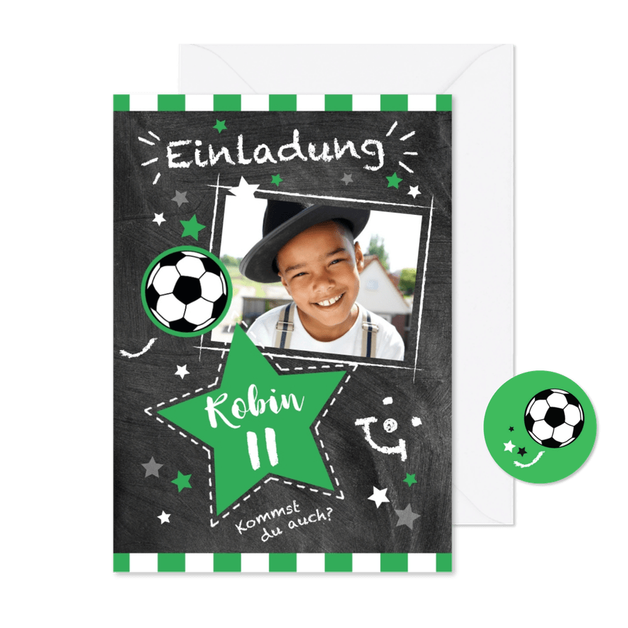 Einladung zum Fußballgeburtstag Kicker 11 Jahre - Karteneindruck
