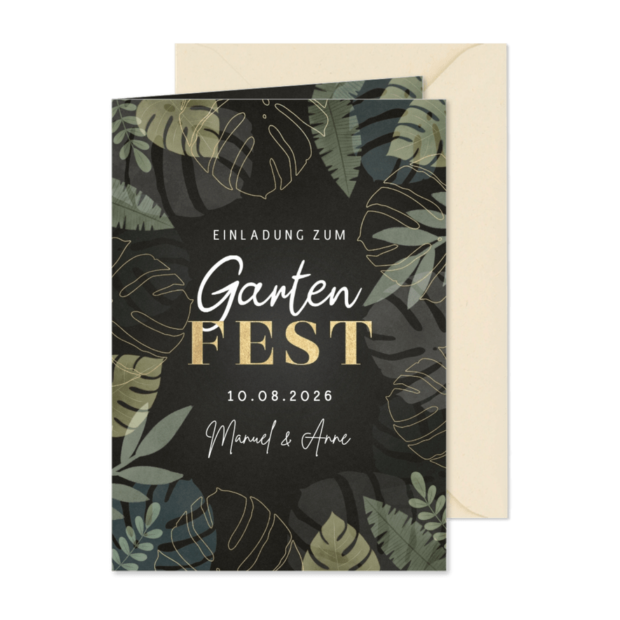 Einladung zum Gartenfest Blätter - Karteneindruck