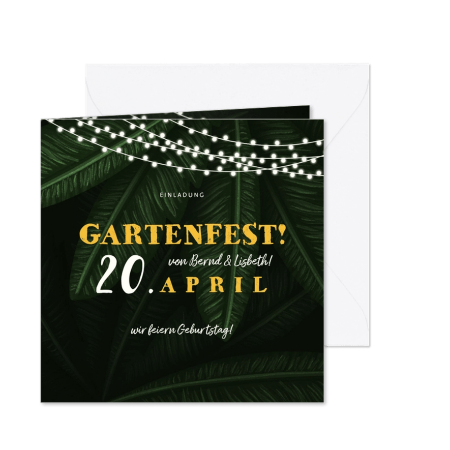 Einladung zum Gartenfest Doppelgeburtstag  - Karteneindruck

