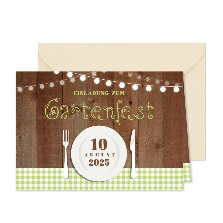 Einladung zum Gartenfest ländlich - Karteneindruck
