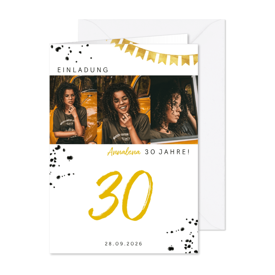 Einladung zum Geburtstag Goldzahl - Karteneindruck
