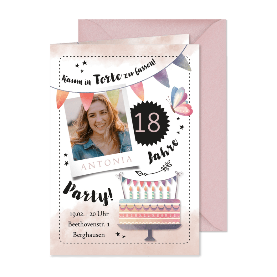 Einladung zum Geburtstag Kaum in Torte zu fassen - Kartenvorschau