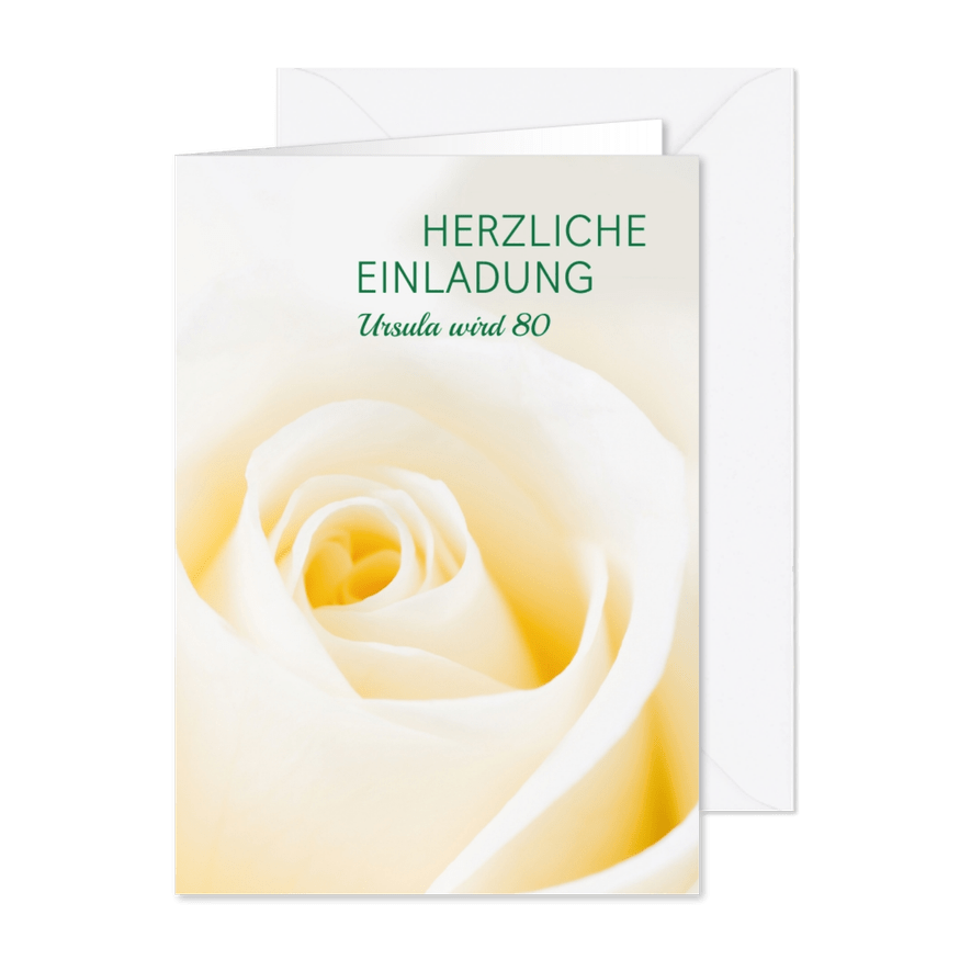 Einladung zum Geburtstag Klassische Rose crème - Karteneindruck