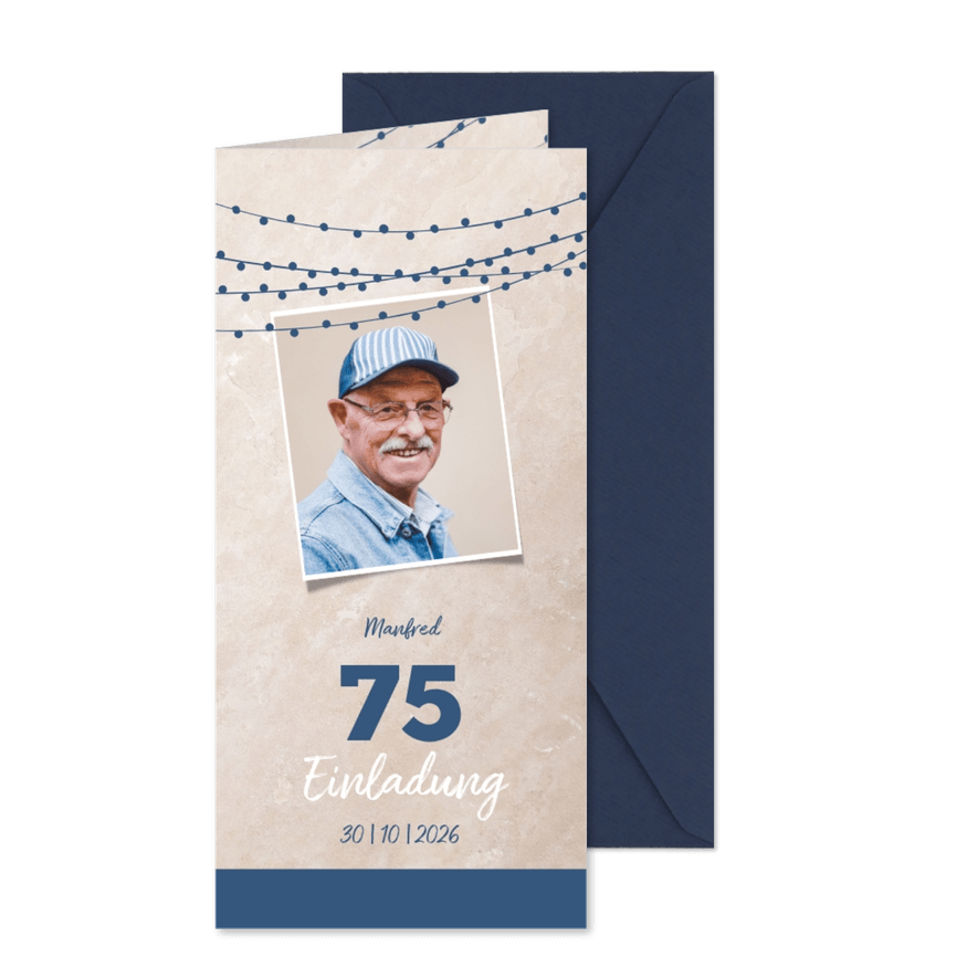 Einladung zum Geburtstag Marmorlook mit Foto - Karteneindruck
