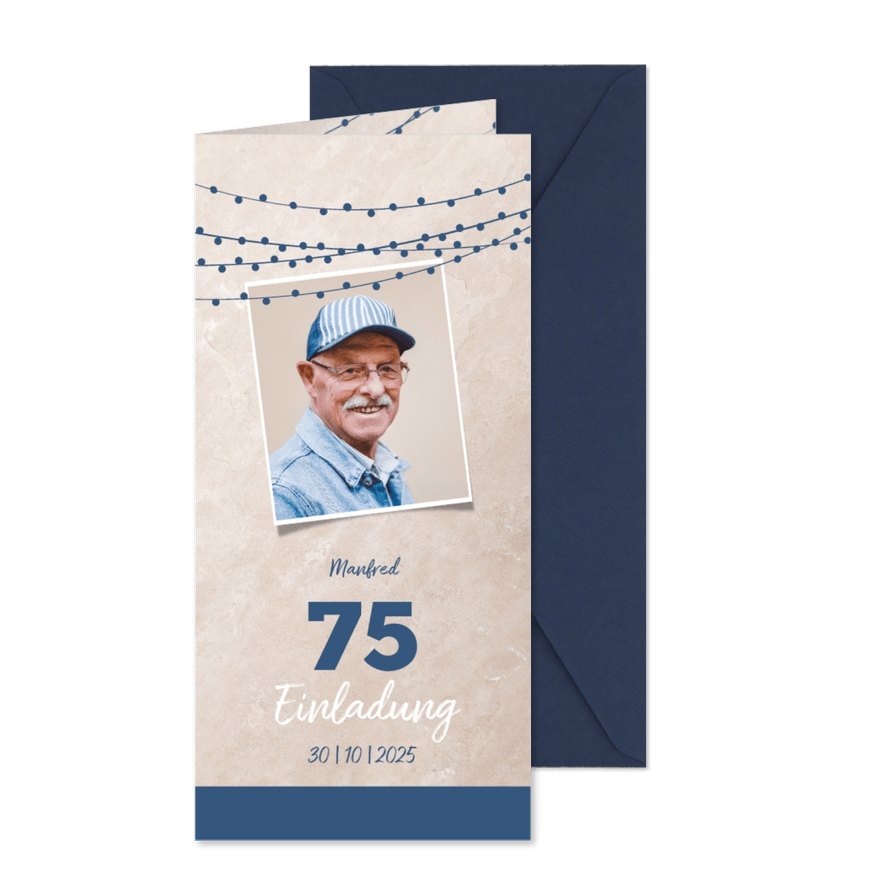 Einladung zum Geburtstag Marmorlook mit Foto - Karteneindruck
