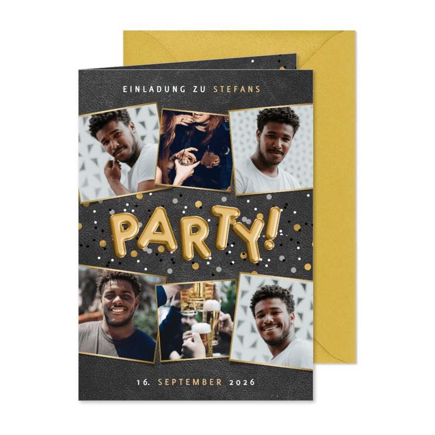 Einladung zum Geburtstag Party Ballon und Fotos - Karteneindruck