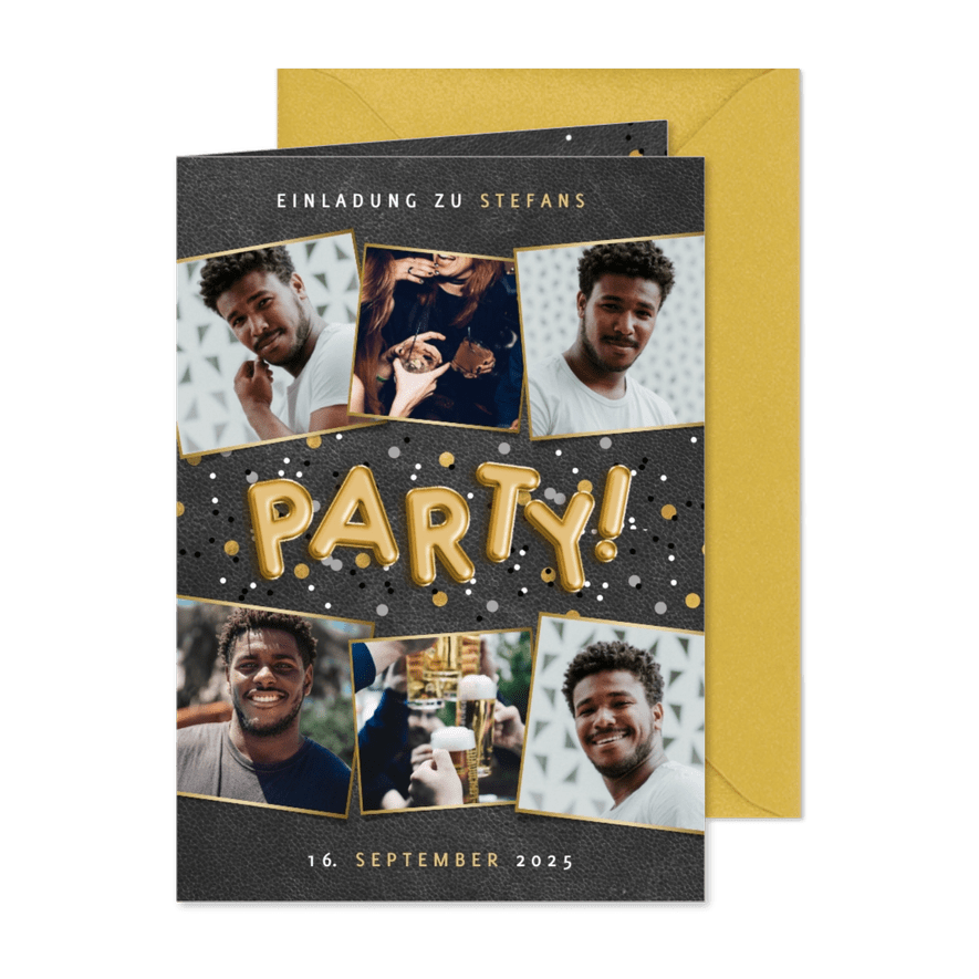 Einladung zum Geburtstag Party Ballon und Fotos - Karteneindruck
