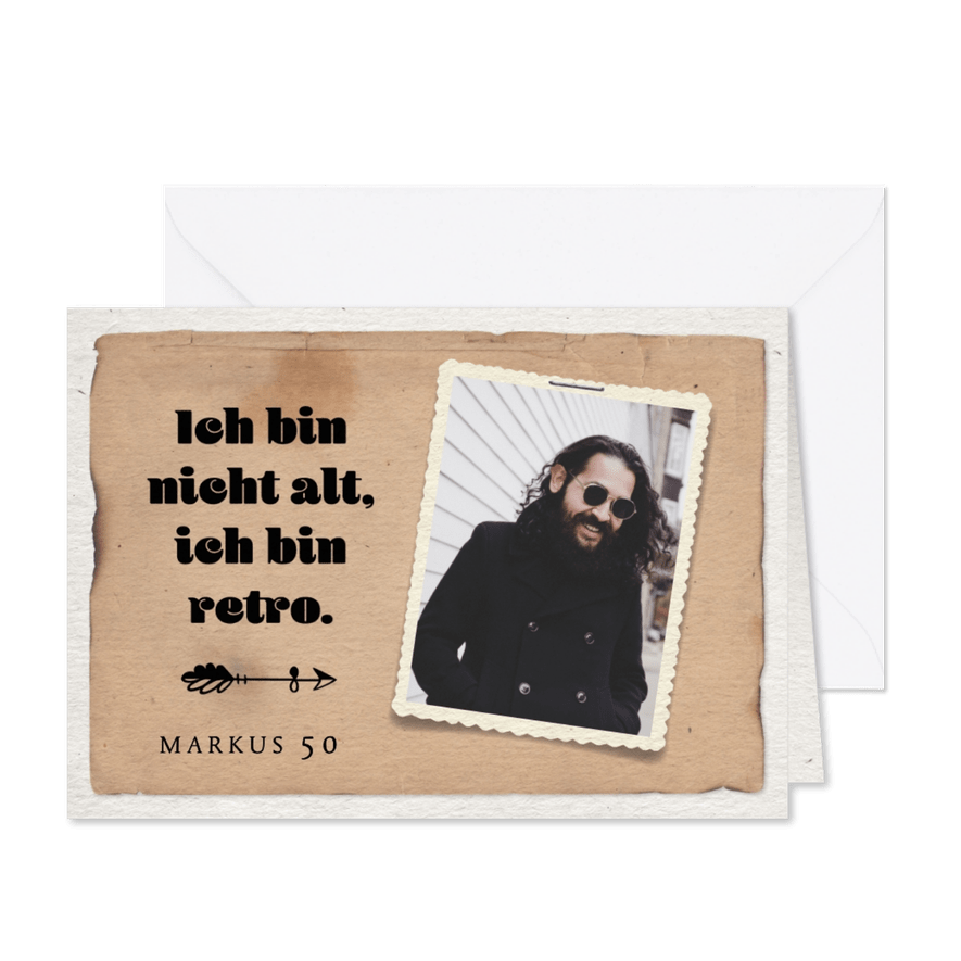 Einladung zum Geburtstag Retro mit Foto - Karteneindruck
