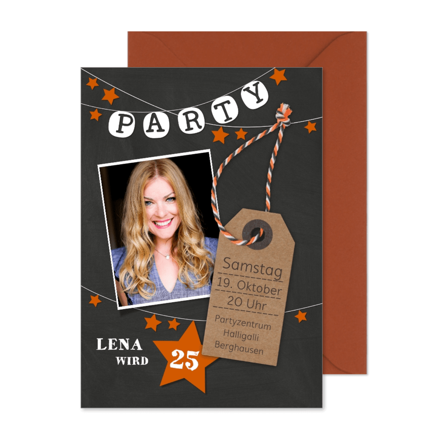 Einladung zum Geburtstag Sterneparty mit Foto - Karteneindruck