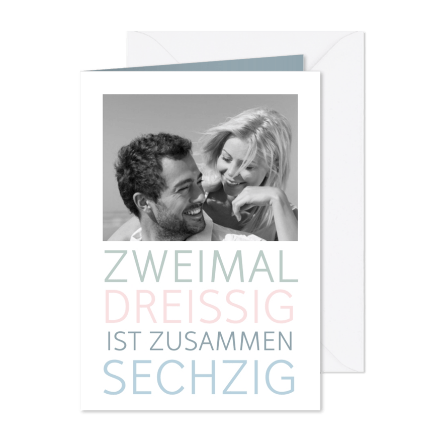 Einladung zum Geburtstag Zweimal dreißig - Karteneindruck
