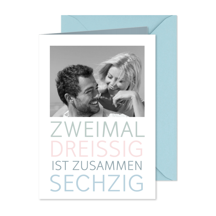 Einladung zum Geburtstag Zweimal dreißig - Karteneindruck
