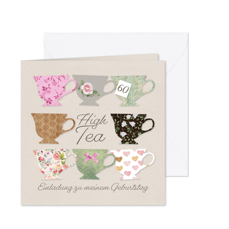 Einladung zum High Tea Geburtstag - Karteneindruck
