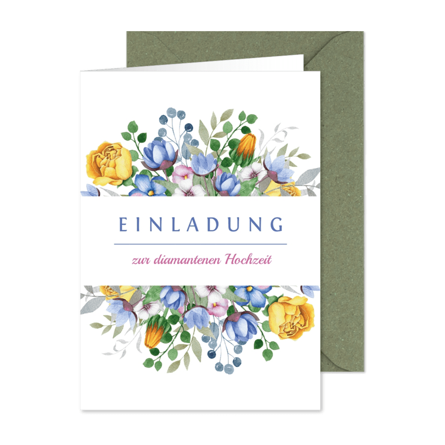 Einladung zum Hochzeitsjubiläum Blumenschmuck - Karteneindruck
