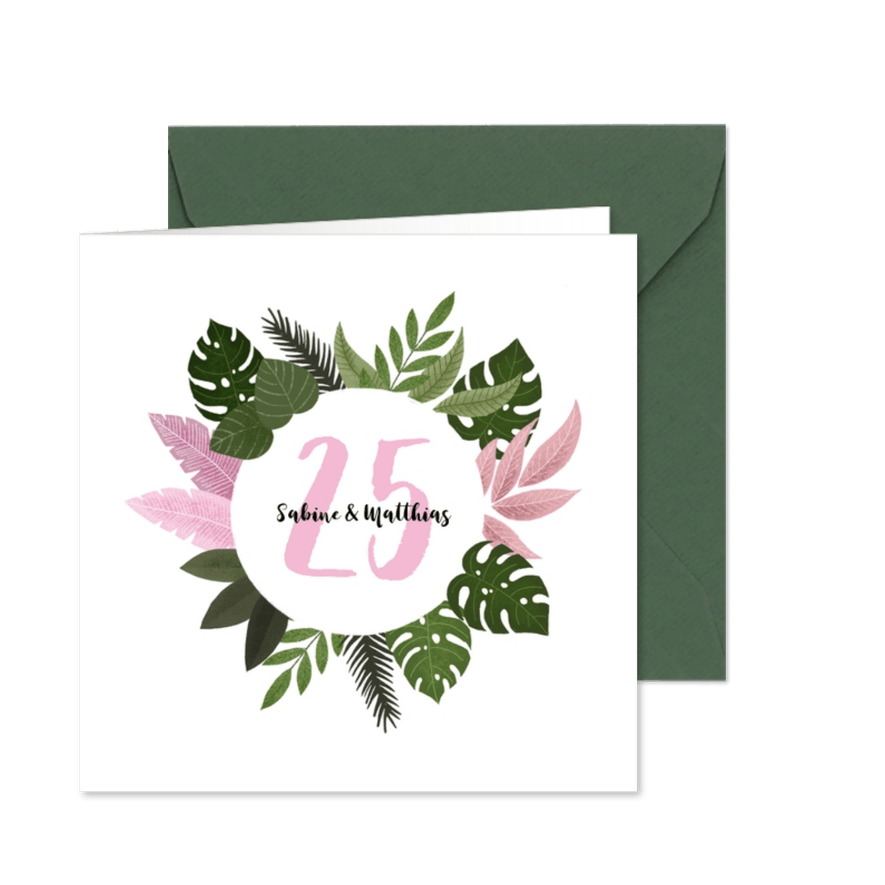 Einladung zum Hochzeitsjubiläum botanisch mit Foto - Karteneindruck