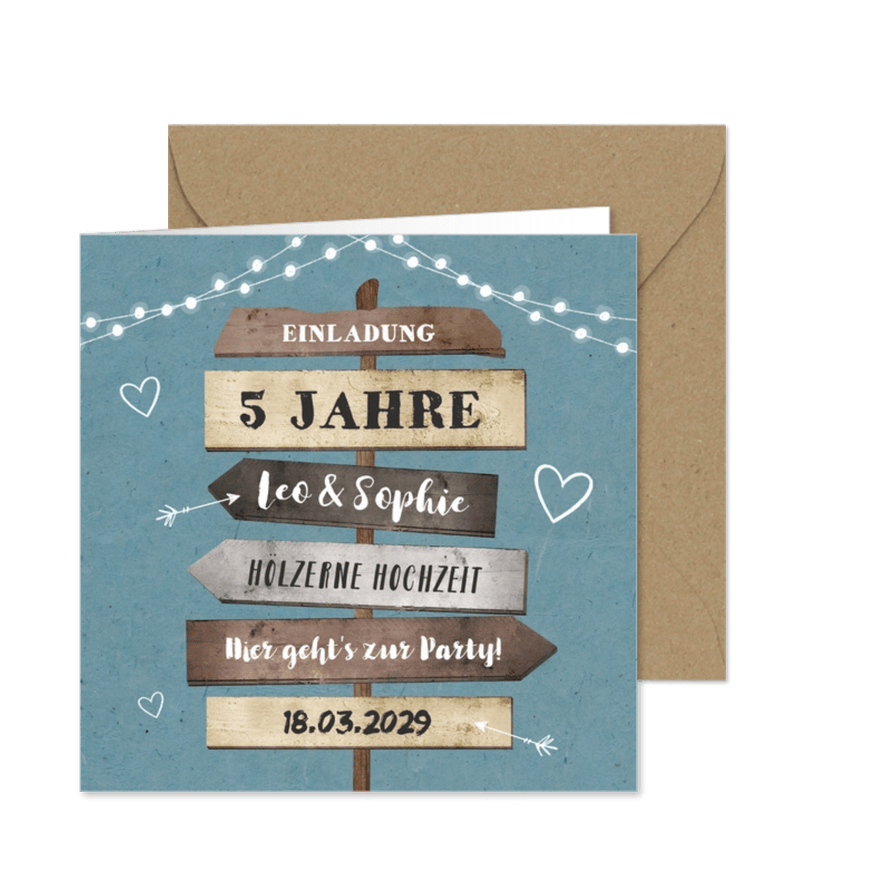 Einladung zum Hochzeitsjubiläum Lichter blau Foto & Schilder - Karteneindruck