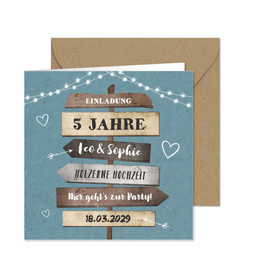 Einladung zum Hochzeitsjubiläum Lichter blau Foto & Schilder - Karteneindruck
