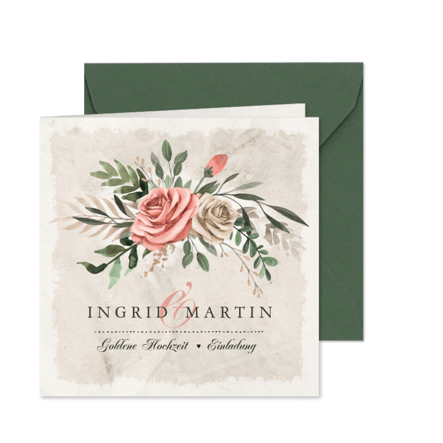 Einladung zum Hochzeitsjubiläum Rosenstrauß - Karteneindruck