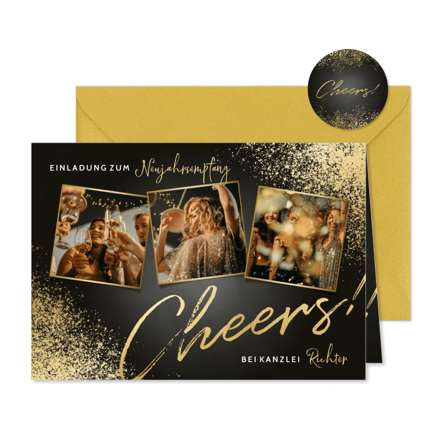Einladung zum Neujahrsempfang Fotocollage - Karteneindruck