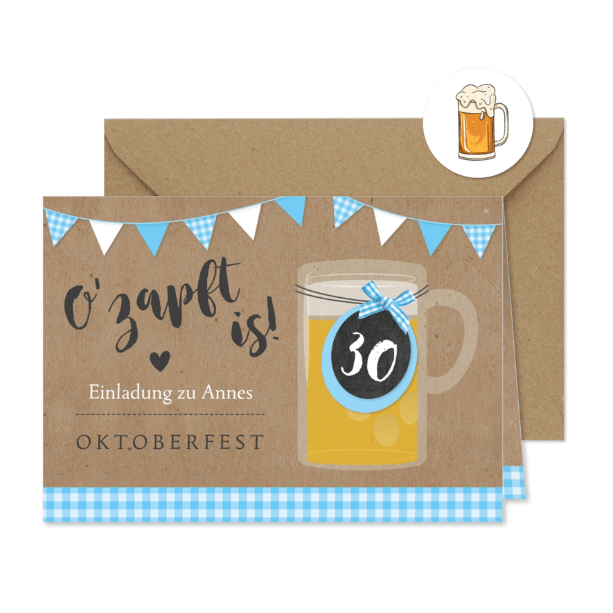 Einladung zum Oktoberfest O'zapft is - Karteneindruck
