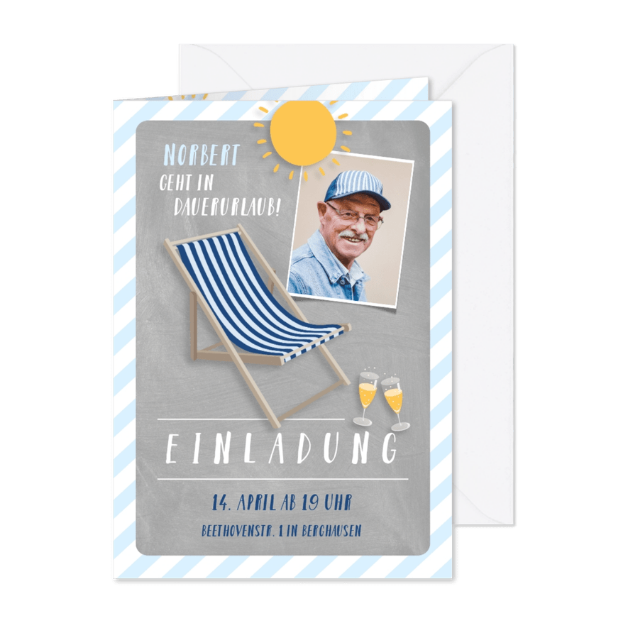 Einladung zum Rentenbeginn Dauerurlaub - Karteneindruck
