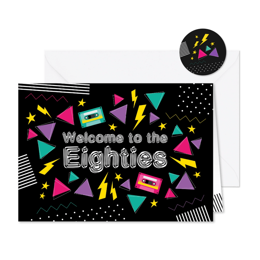Einladung zum Retro-Geburtstag Eighties Party - Karteneindruck
