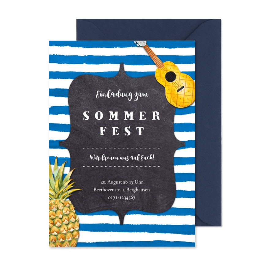 Einladung zum Sommerfest Hawaiilook - Karteneindruck
