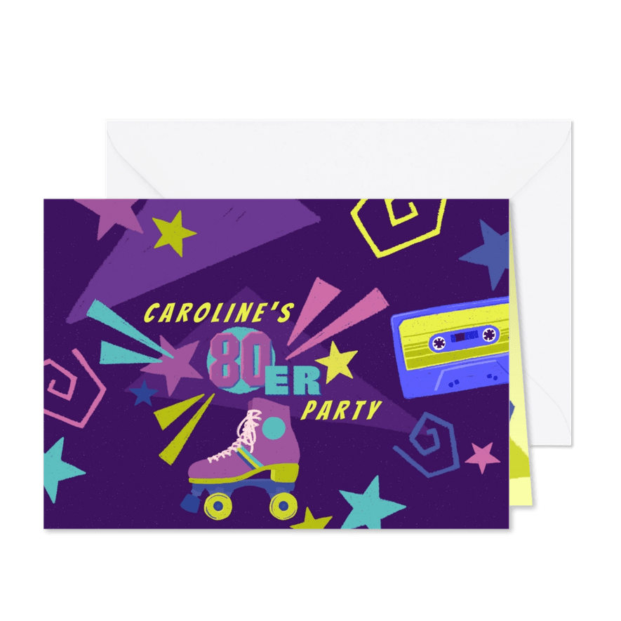 Einladung zur 80er-Jahre Motto-Party - Karteneindruck
