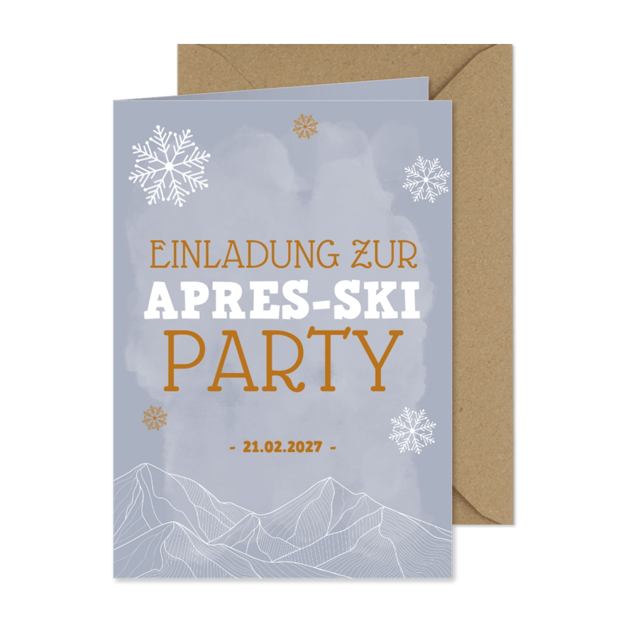 Einladung zur Après-Ski Party mit abstraktem Hintergrund - Karteneindruck