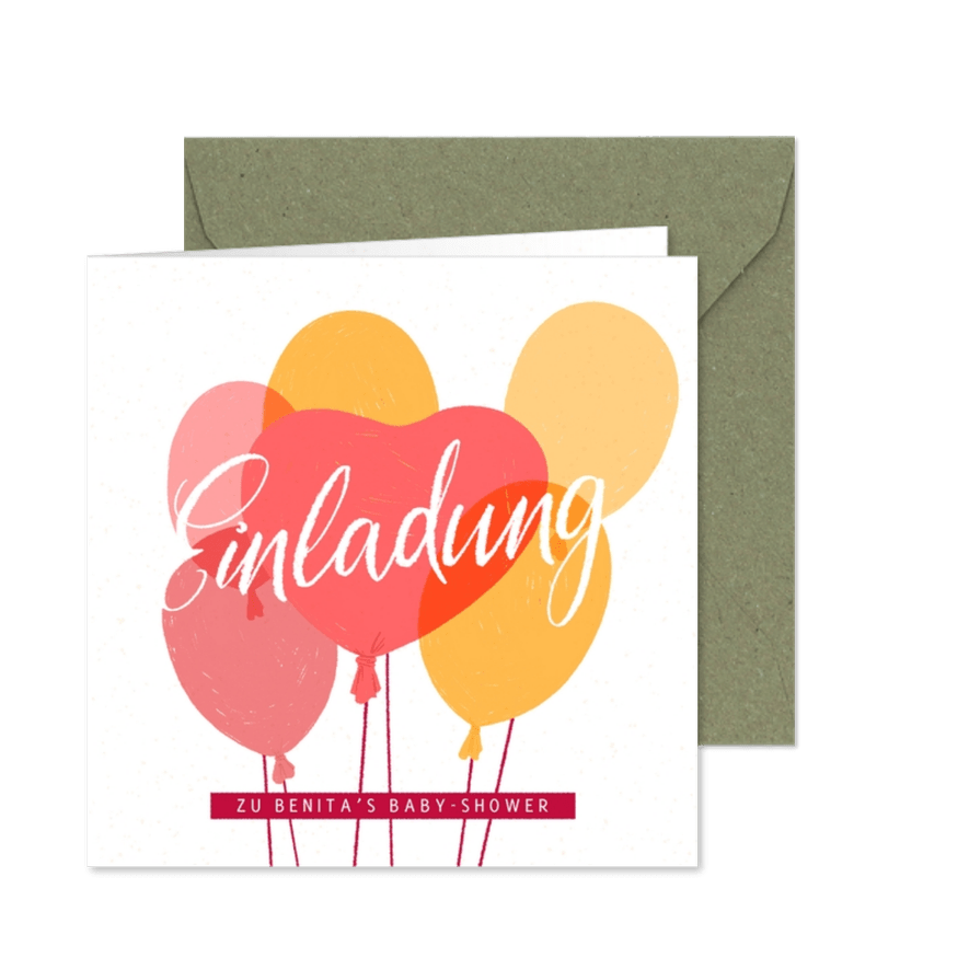 Einladung zur Baby-Shower "Ballons" - Rosa - Karteneindruck