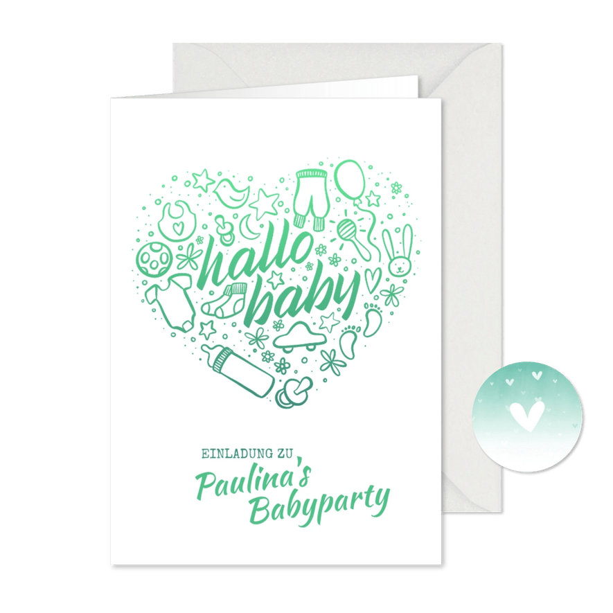 Einladung zur Babyparty "Hallo Baby" - Junge - Karteneindruck
