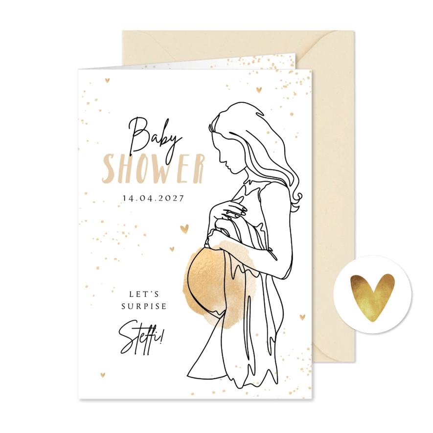 Einladung zur Babyshower Skizze - Karteneindruck
