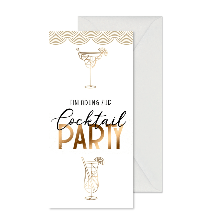 Einladung zur Cocktailparty im Kupferlook - Karteneindruck
