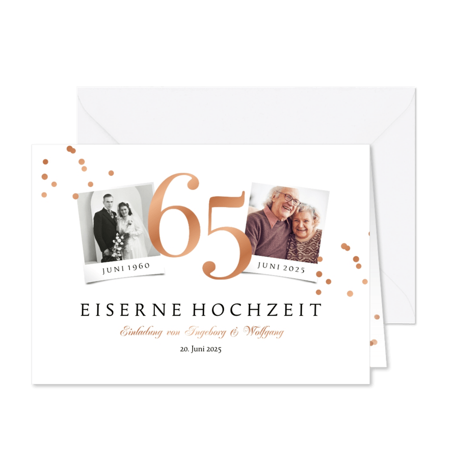 Einladung zur eisernen Hochzeit mit Fotos - Karteneindruck