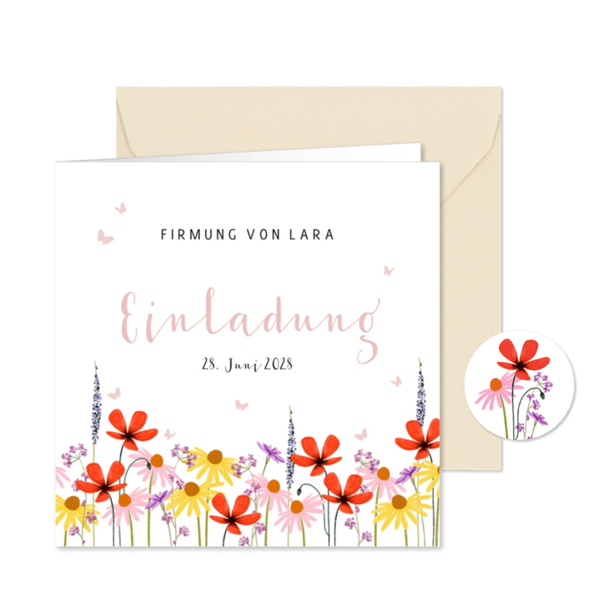 Einladung zur Firmung Blumenwiese - Kartenvorschau