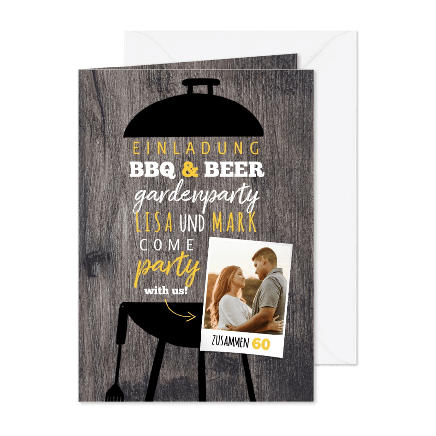 Einladung zur Geburtstagsparty BBQ & BEER - Karteneindruck

