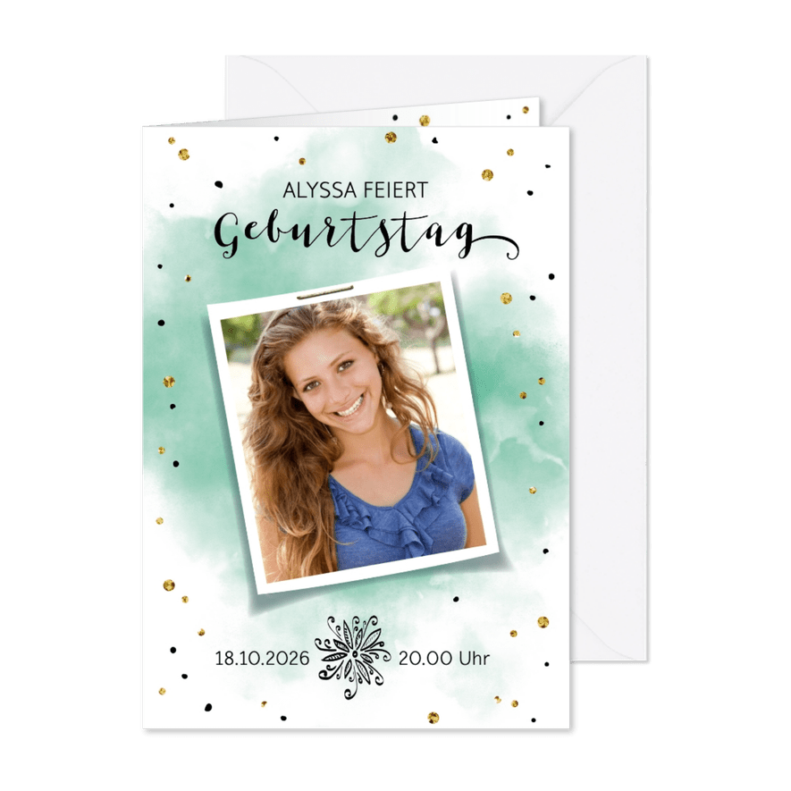 Einladung zur Geburtstagsparty Green Brush - Karteneindruck
