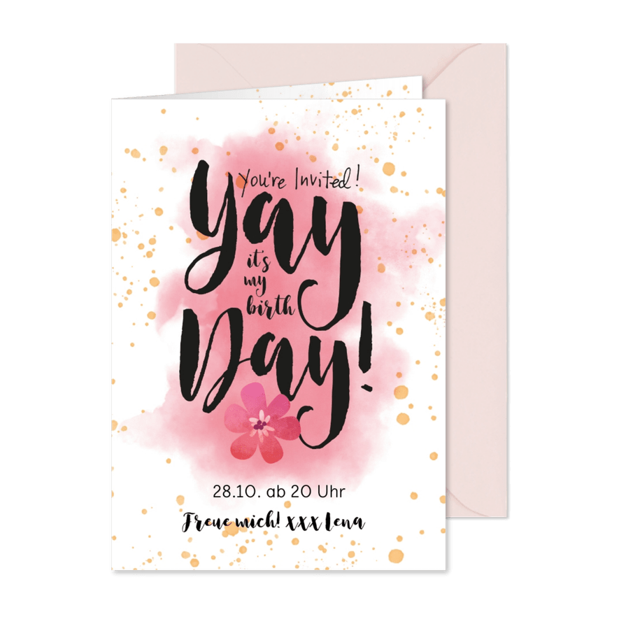Einladung zur Geburtstagsparty Yayday - Karteneindruck
