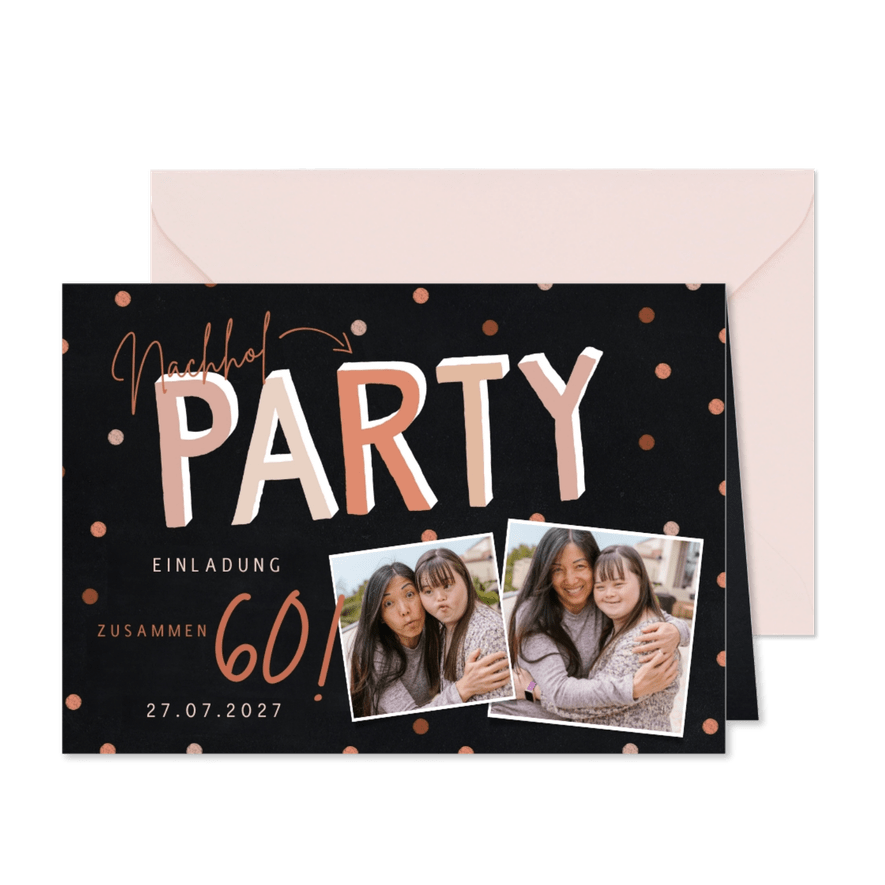 Einladung zur gemeinsamen Party mit Fotos - Karteneindruck