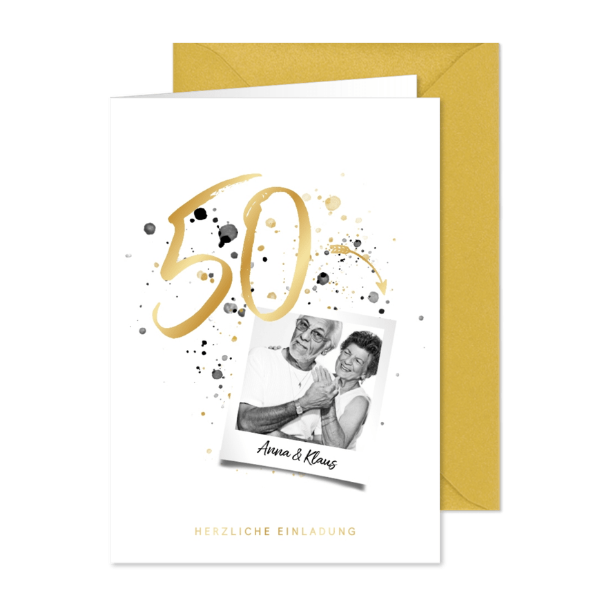 Einladung zur goldenen Hochzeit 50 mit Foto - Karteneindruck
