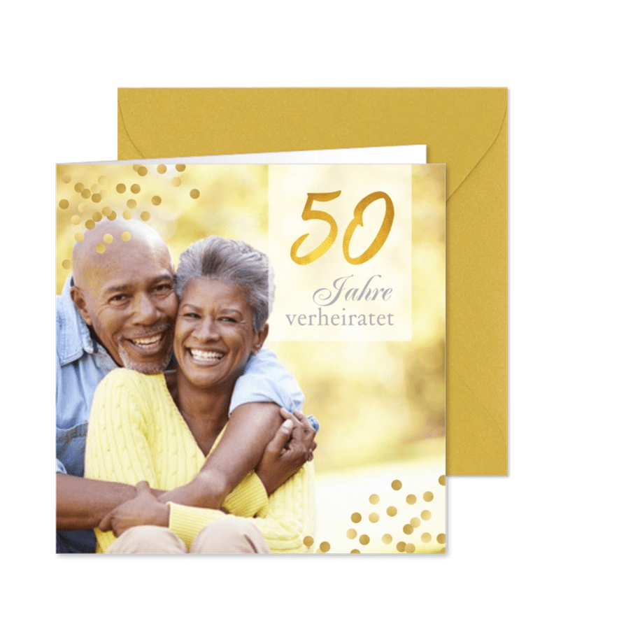 Einladung zur goldenen Hochzeit Foto klassisch - Karteneindruck
