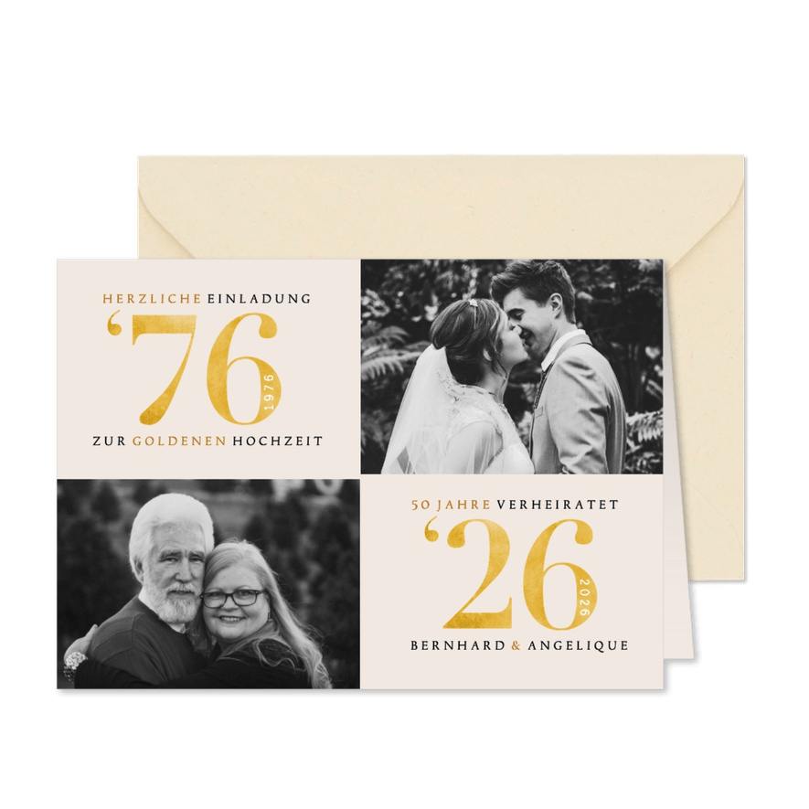 Einladung zur goldenen Hochzeit Fotos 1976-2026 - Karteneindruck

