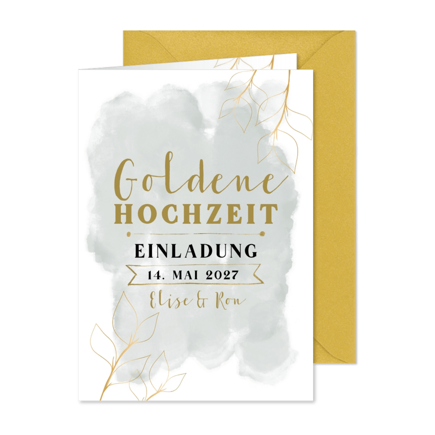 Einladung zur goldenen Hochzeit mit Blüten - Kartenvorschau
