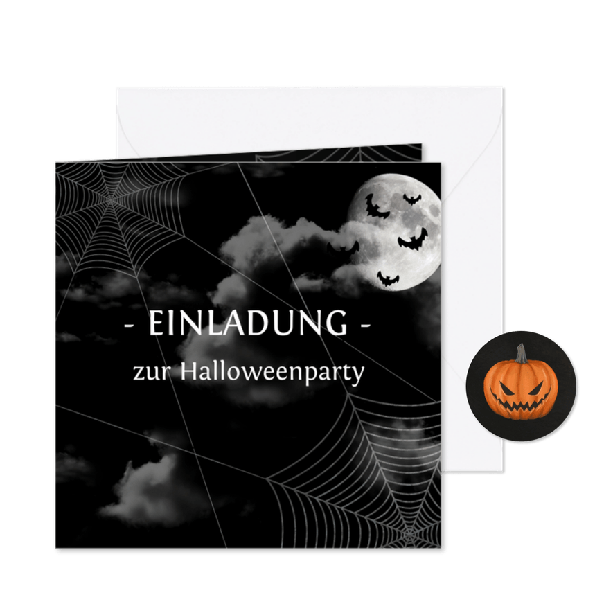 Einladung zur Halloweenparty Black sky - Karteneindruck