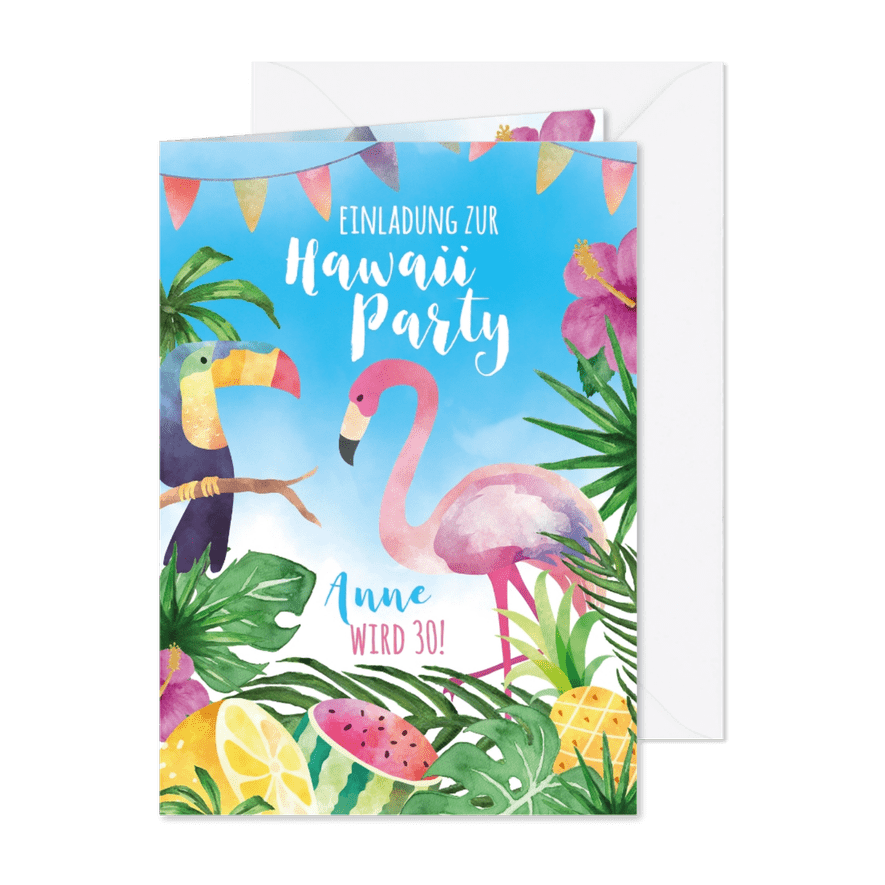 Einladung zur Hawaii Party - Karteneindruck