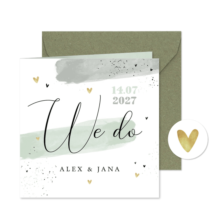 Einladung zur Hochzeit Aquarell & Typografie - Karteneindruck
