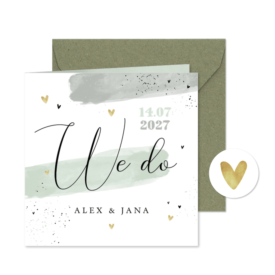 Einladung zur Hochzeit Aquarell & Typografie - Kartenvorschau