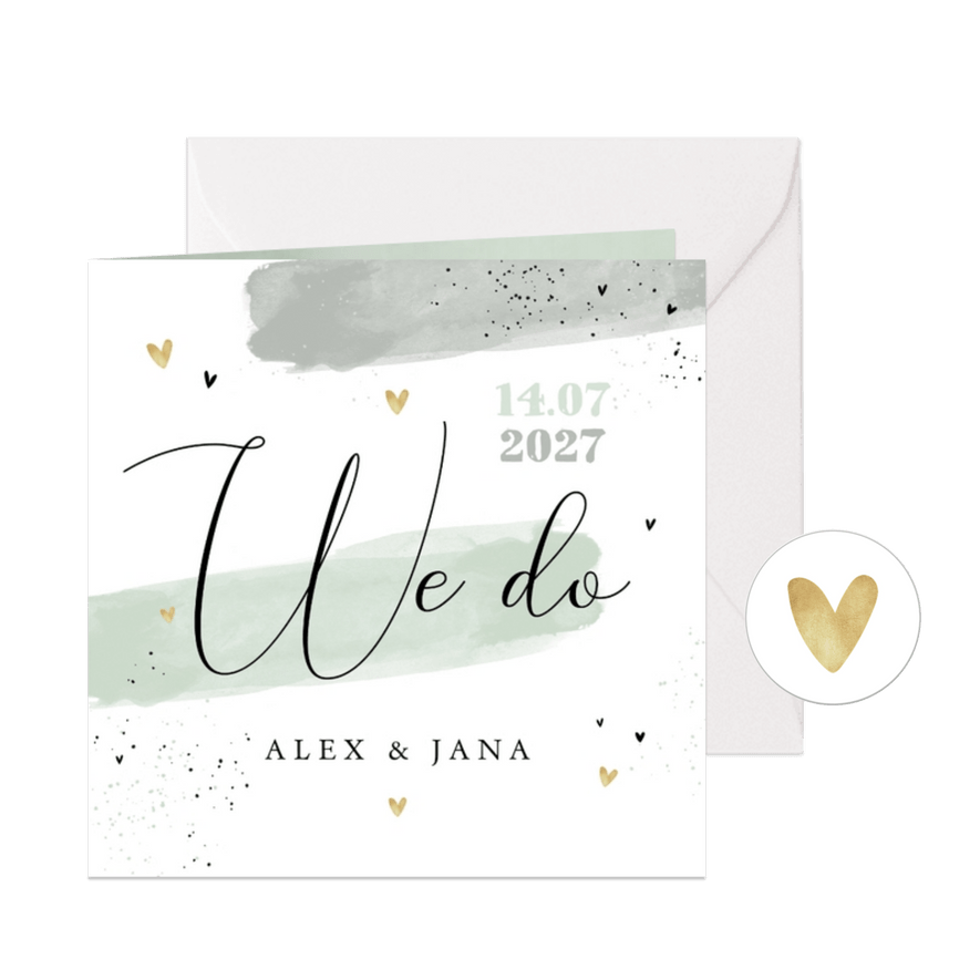 Einladung zur Hochzeit Aquarell & Typografie - Karteneindruck
