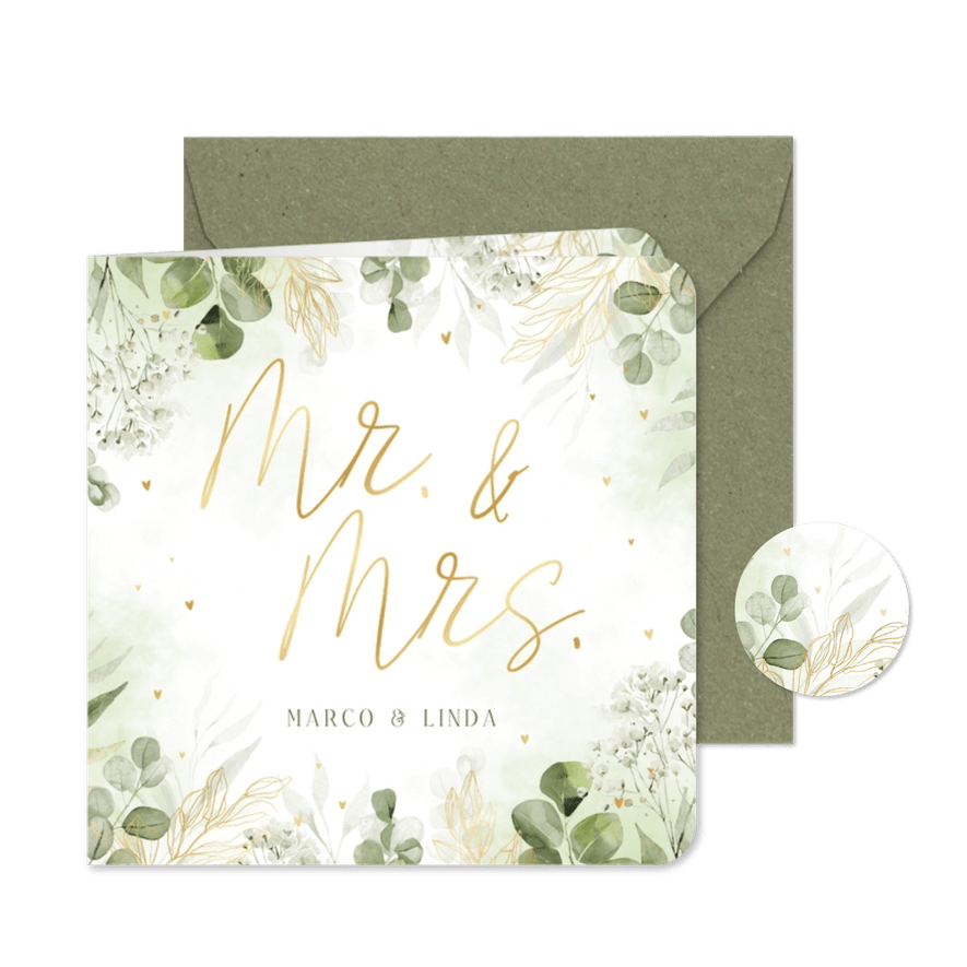Einladung zur Hochzeit Aquarellzweige - Kartenvorschau